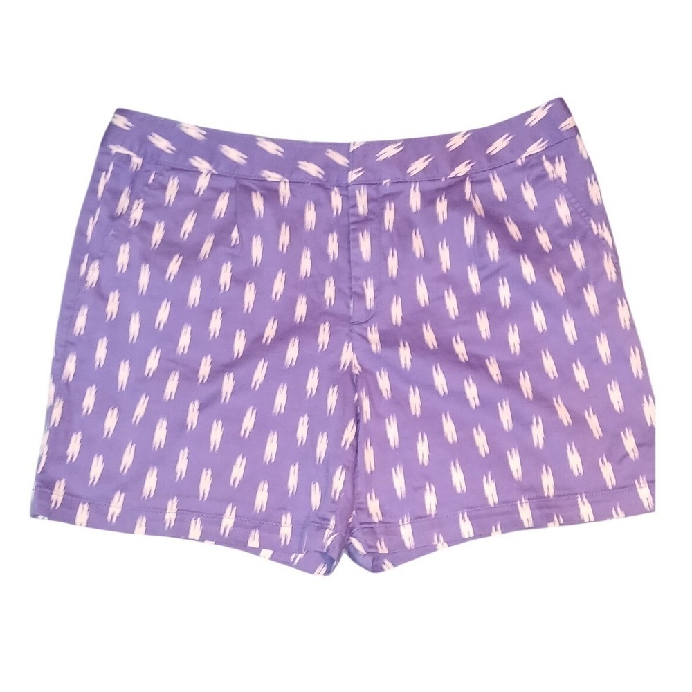Dockers Shorts Women 14 Blue Ikat Print Cotton Stretch Preppy Artsy Summer